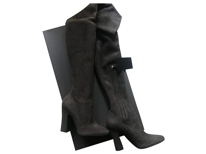Autre Marque NWT Halston Over The Knee Grey Suede Boots 38