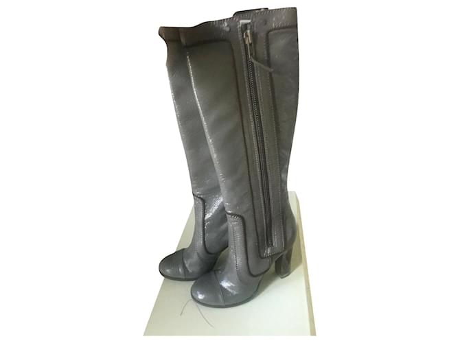 Stella Mc Cartney NWT Stella McCartney tall boots grey 37.5 Patent leather  ref.444036