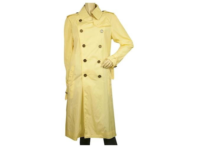 Burberry Light Yellow Poliamida Raincoat Mac Trench Jacket Co em tamanho EUA8, Reino Unido10 Amarelo  ref.444044