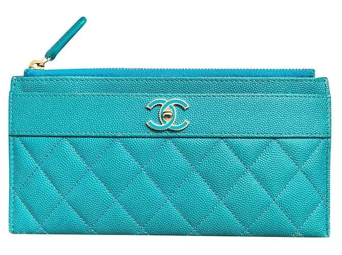 Chanel Purses, wallets, cases Turquoise Leather  ref.444049