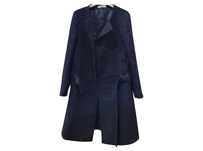 Prada black lined-breasted coat Wool  ref.444059
