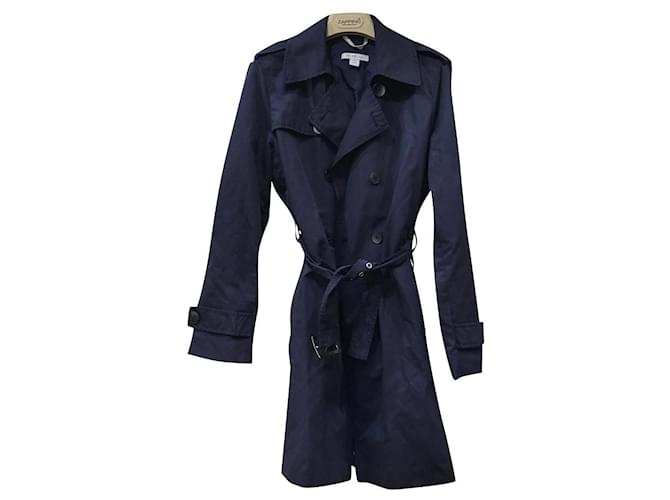 Marella lined-breasted trench coat Dark blue Cotton Polyester  ref.444062