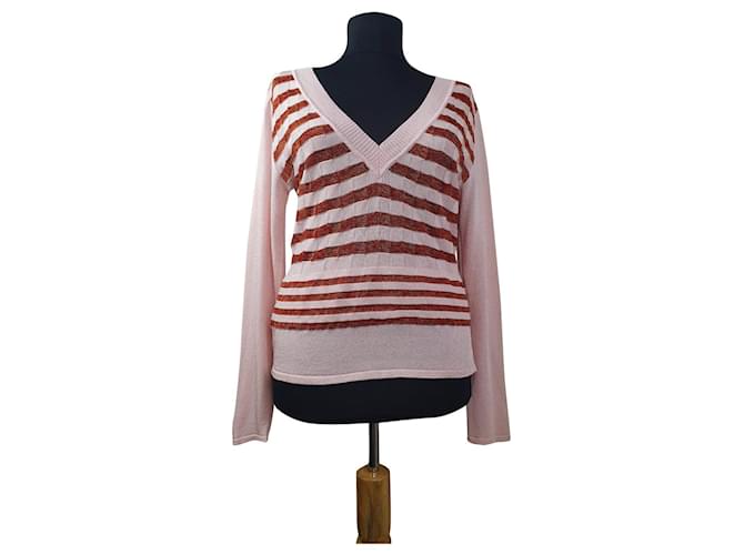 Bitte Kai Rand Rosa Gestreifter Pullover Bluse Pink 