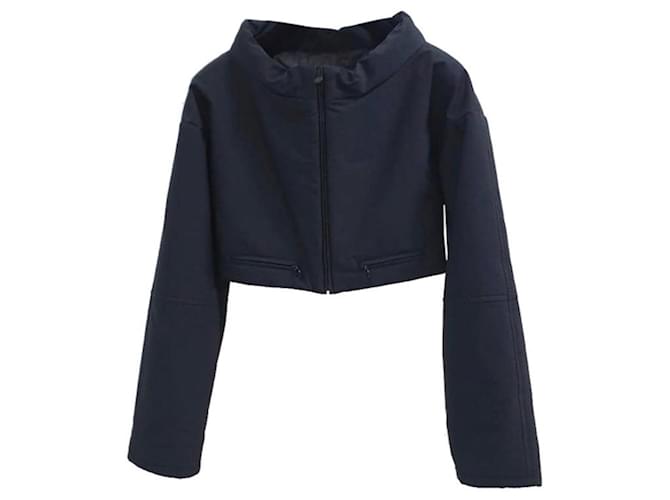 Chanel Navy Blue Short Jacket Vest Polyamide  ref.444101