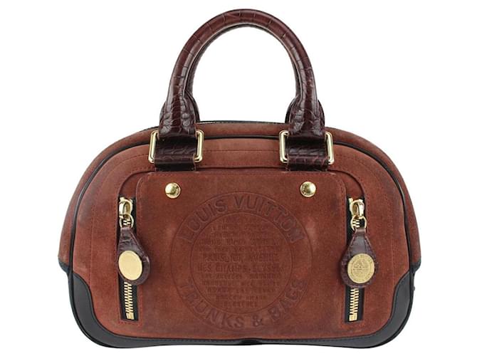 Louis Vuitton Limited Edition Brun Suede Havane Stamped Trunk PM Bag Schweden Leder  ref.444120