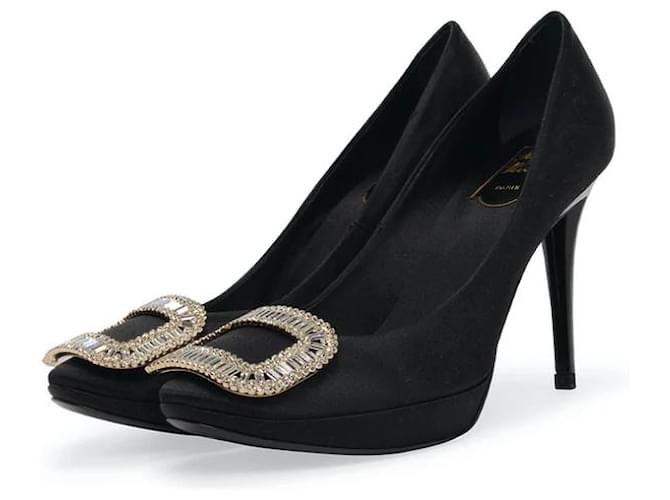 Sapatos de cetim preto Limelight com fivela Roger Vivier tamanho 37  ref.444188