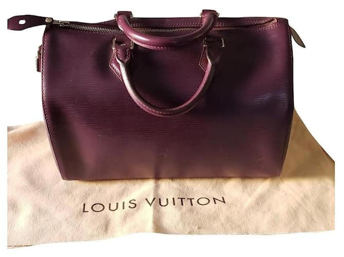 Louis Vuitton Speedy Pflaume Dunkelviolett Leder  ref.444241