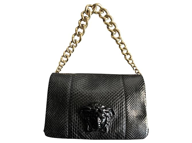 Bolsa Versace Palazzo em python preto