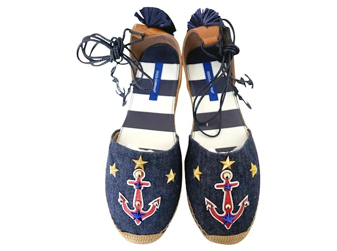 Dolce & Gabbana SS17 Anchor Trimmed Espadrilles Navy blue Denim  ref.444380