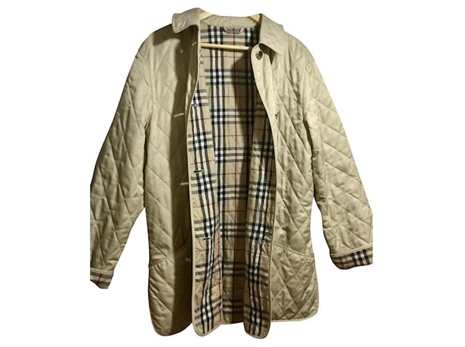 Burberry Diamond quilted jacket Beige Cream Polyester  ref.444411