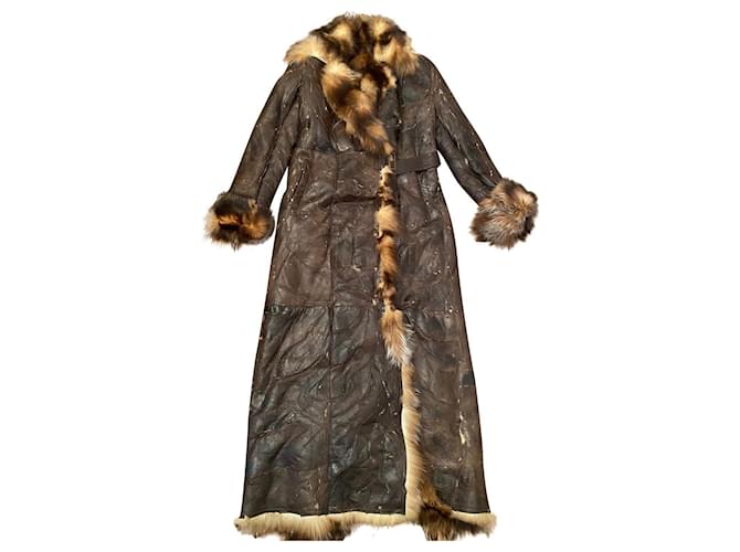 Pellessimo Long  fur coat Brown Leather  ref.444421