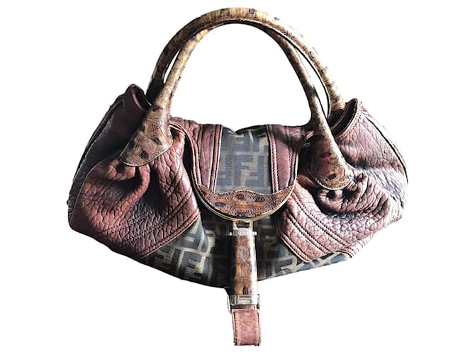 Fendi Spy Bag vintage Marrone Tela  ref.444426