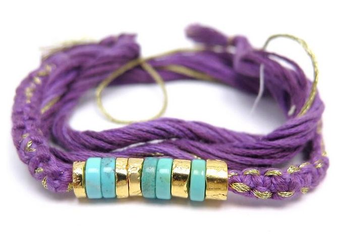 PULSEIRA ELEFANTE TURQUESA AURELIE BIDERMANN FIOS DE ALGODÃO ROXO