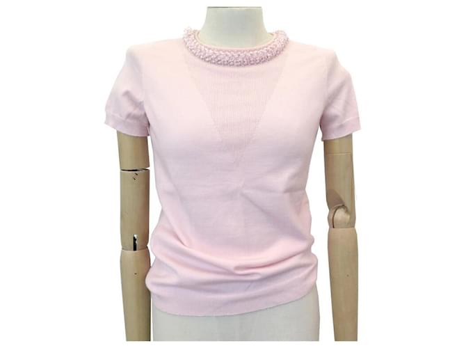 NEW LOUIS VUITTON SWEATER SHORT SLEEVES M 38 PINK CASHMERE NEW