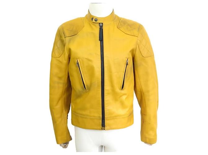 BELSTAFF JACKE MOTO BIKERJACKE M 50 GELBER MOTORRAD-BIKERMANTEL