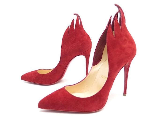 NEUF CHAUSSURES CHRISTIAN LOUBOUTIN VICTORINA ESCARPINS 37 DAIM ROUGE SHOES Suede  ref.444499