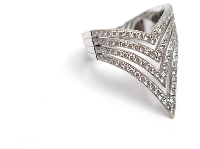 MESSIKA QUEEN V T RING53 WHITE GOLD & DIAMONDS 0.86 CT DIAMONDS RING Silvery  ref.444504