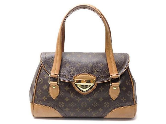 LOUIS VUITTON BEVERLY GM SR HANDBAG0190 LEATHER & CANVAS MONOGRAM HAND BAG Brown
