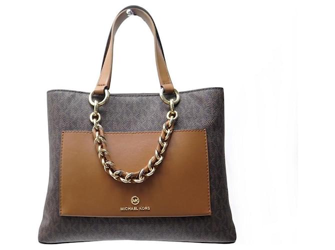 large Michael Kors MK tan bag handbag purse excellent | eBay