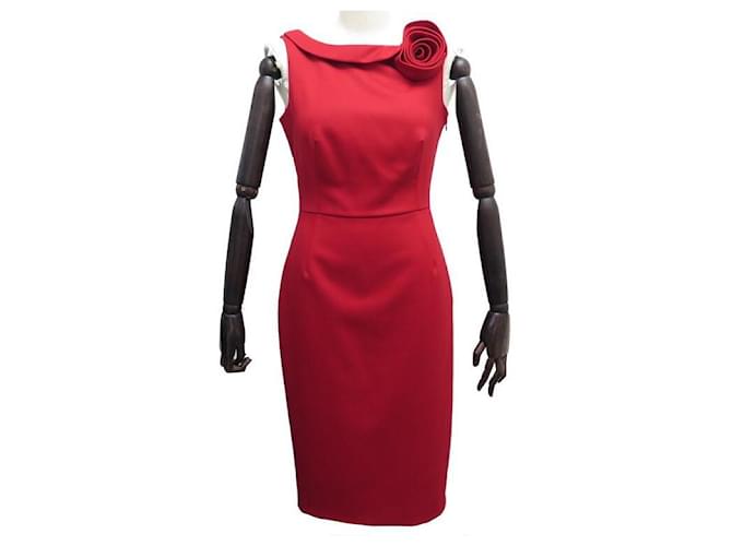 最終SALE! RED VALENTINO sleeveless dress VALENTINO SLEEVELESS DRESS M 40 IN RED WOOL FLOWER RED WOOL