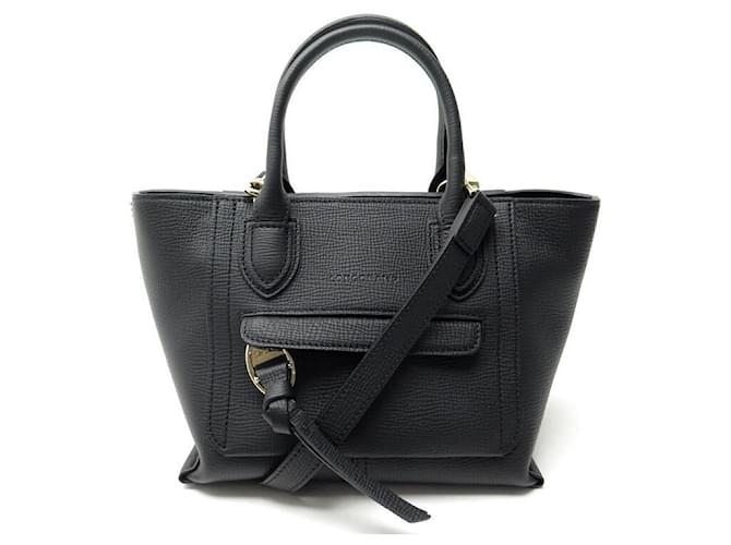 NUEVO BOLSO DE MANO LONGCHAMP MAILBOX S 10103BOLSO DE MANO HTA BANDOULIERE DE PIEL NEGRA Negro Cuero  ref.444634