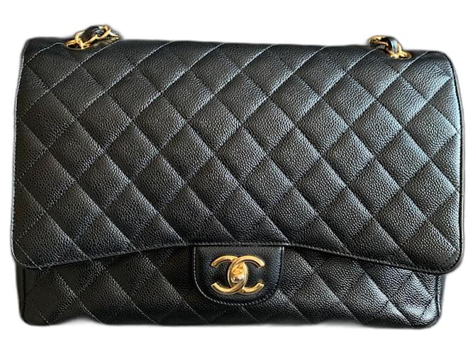 Chanel Timeless Classique Maxi Jumbo lined flap bag Black Leather  ref.444660