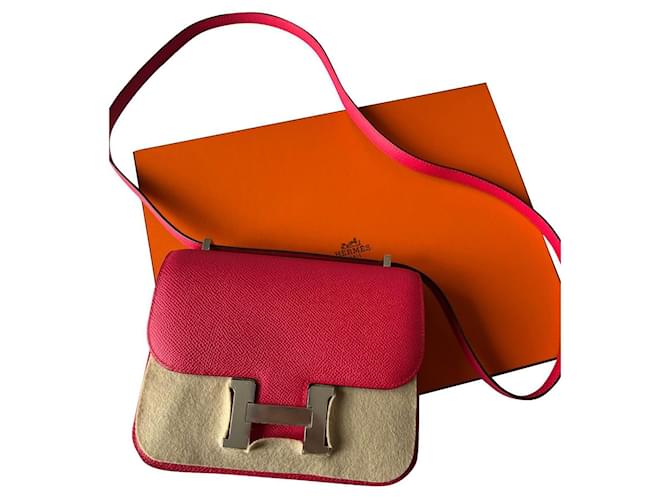 Constance Hermès Bolsas Rosa Couro  ref.444875