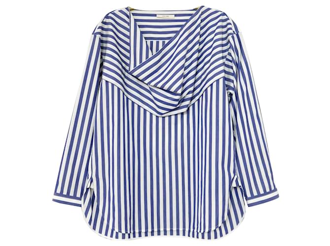 Céline Celine x Philo Resort 2016 Striped Tunic Shirt Blue Cotton  ref.444965