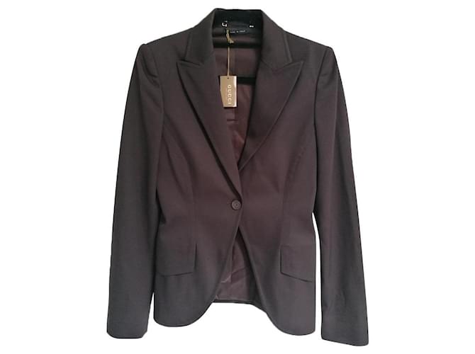 chaqueta ajustada Gucci Marrón oscuro Lana  ref.444977