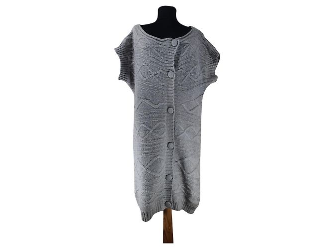 Day Birger & Mikkelsen Lange Strickjacke Grau Mohair Wolle