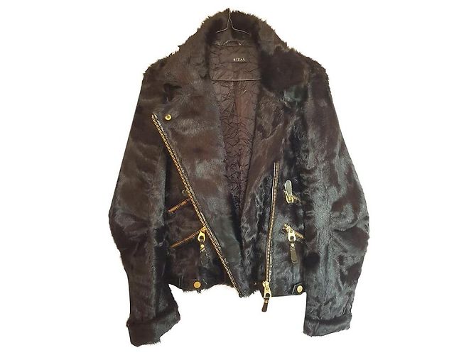 Cappotto Rizal in pelle di vitello nera Nero