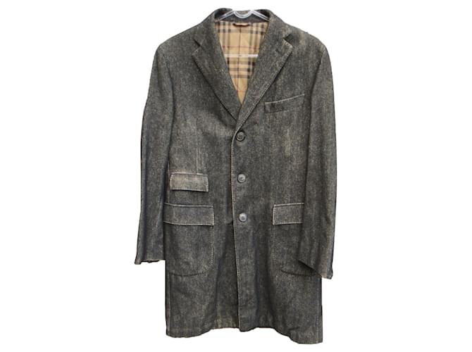 Burberry coat size 48 Grey Cotton Wool  ref.445311