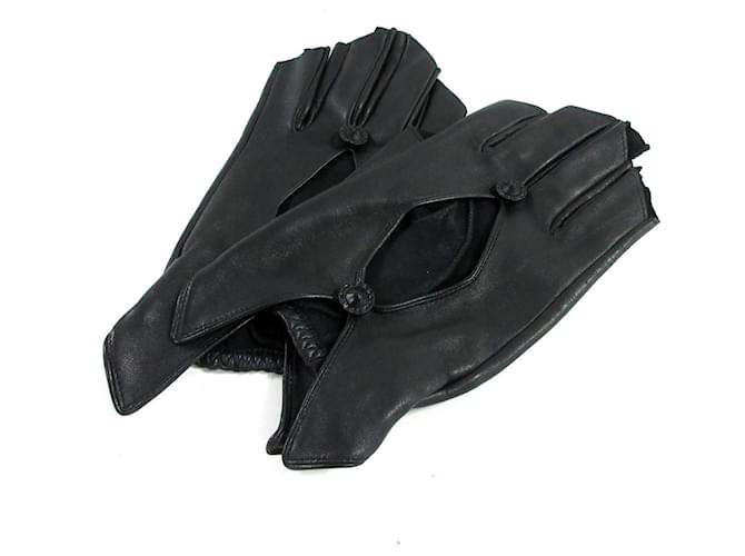 Guantes de chanel Negro Cuero  ref.445613