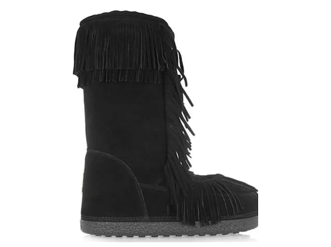 Aquazzura BOHO KARLIE MOON BOOT Black Deerskin  ref.445674