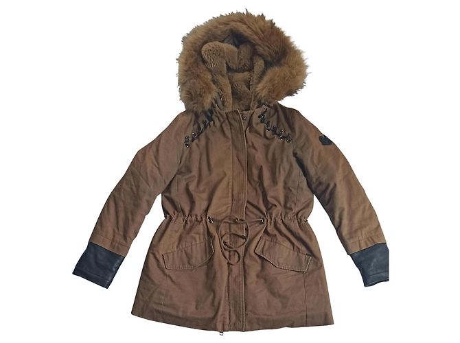 Parka Ikks Kaki con inserti in pelle Taglia L Cachi