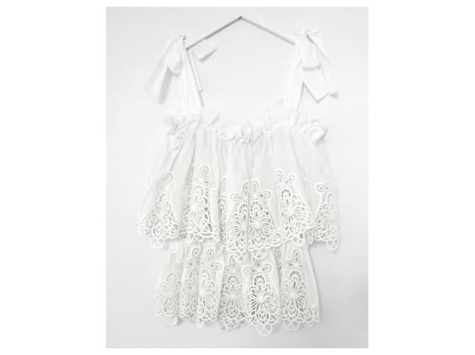 Dolce & Gabbana White Embroidered Tiered Top Cotton  ref.445807