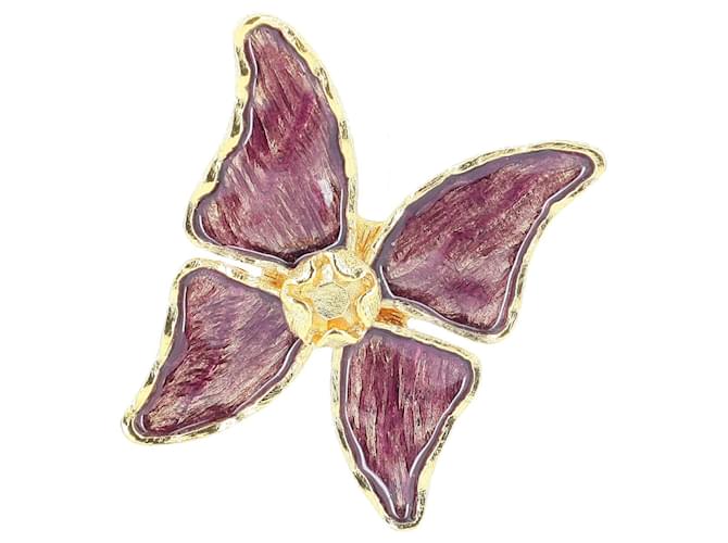 Yves Saint Laurent Spilla Farfalla Viola Porpora Placcato in oro  ref.445832
