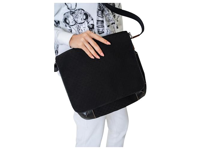 Céline Celine Black Canvas Macadam Shoulder Bag Cotton ref.445882 - Joli  Closet