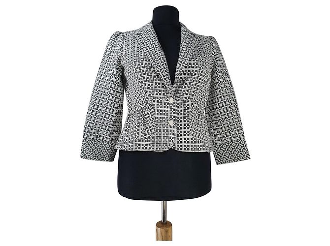 Diane Von Furstenberg Blazer Baumwolle Grau Weiß