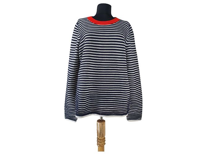 Cos Wollpullover schwarz weiß orange Mehrfarben 