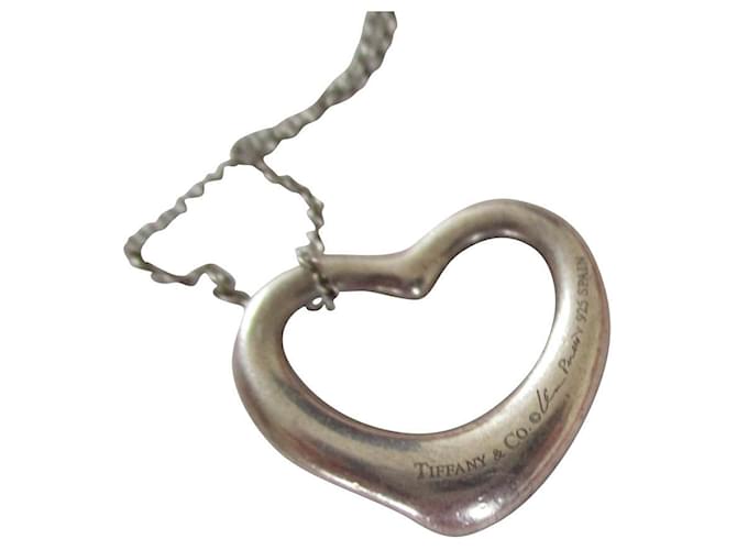 Tiffany & Co open heart necklace. Silvery Silver  ref.446431