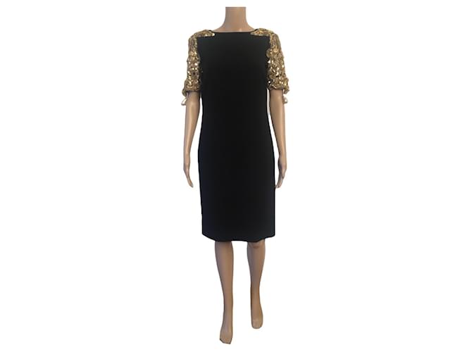 Christian Dior Dior black dress with golden sequins Synthetic  ref.446475