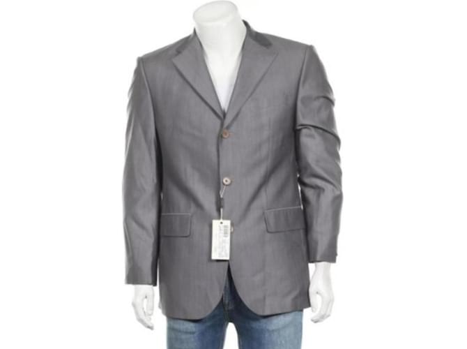 Louis Féraud TNM clásico 3 chaqueta de traje de botones Gris Seda  ref.446484