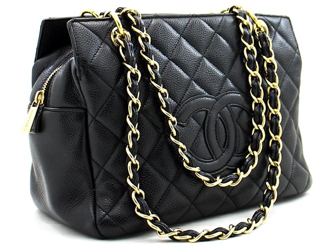 CHANEL Petite Black Caviar Shopping Tote Timeless Handbag