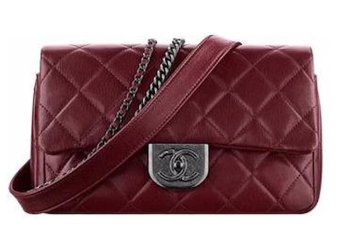 Timeless Chanel Classic mini bag Dark red Silver hardware Leather  ref.446762