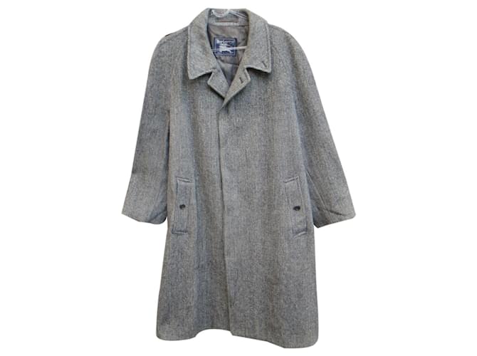 manteau vintage Burberry en Harris Tweed taille 54 Gris  ref.446835