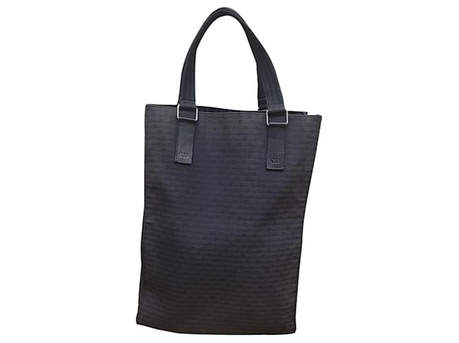 Christian Dior Borsa Shopper tote bag Nero Pelle Tela  ref.447019