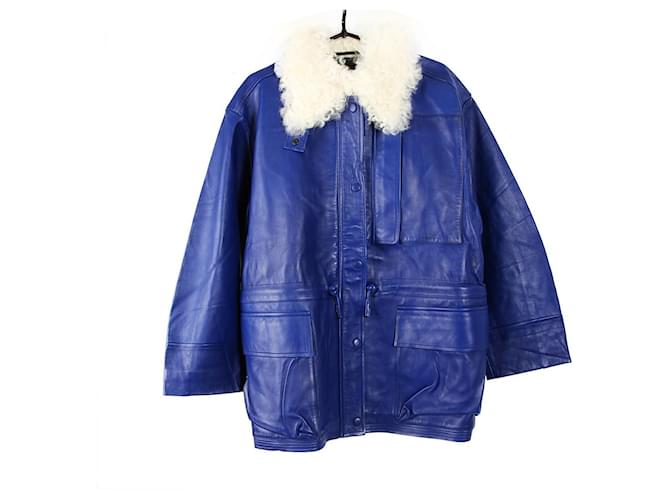 [Used]  [Good Condition] BALENCIAGA Balenciaga Leather Jacket Lamb Leather Mouton Blue Outerwear  ref.447127