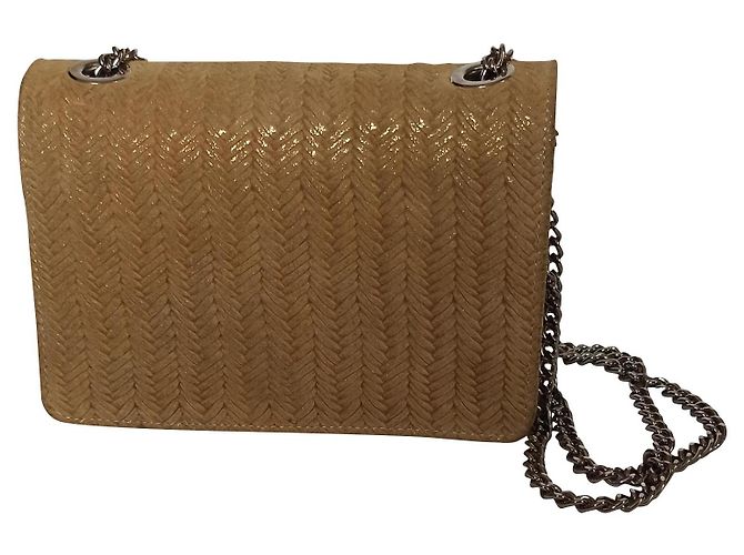 Sac à main Mika Sarolea en cuir doré tressé