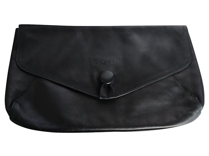 Pochette Emanuel Ungaro in pelle blu navy